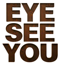 eye see you text on a black background