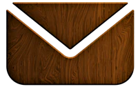 a wooden envelope icon on a black background